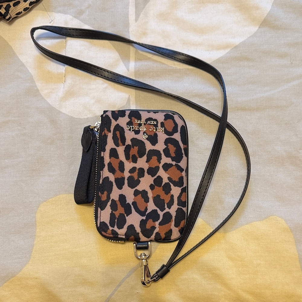 kate spade Leopard Print Crossbody Phone Pouch - Brown/Black